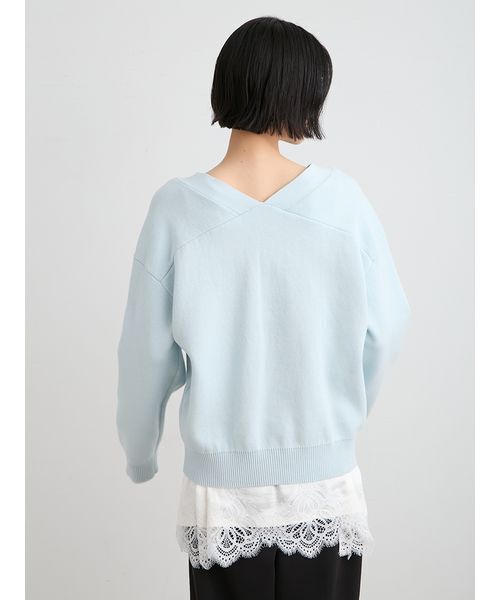MIESROHE（ミースロエ）の「【洗える】綿カシミア×レースタンクSET（ニット/セーター・レディース・ライトブルー/ホワイト/グレー・F）」の14枚目の写真
