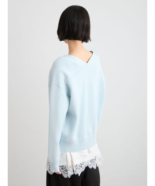 MIESROHE（ミースロエ）の「【洗える】綿カシミア×レースタンクSET（ニット/セーター・レディース・ライトブルー/ホワイト/グレー・F）」の15枚目の写真