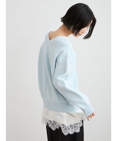 MIESROHE（ミースロエ）の「【洗える】綿カシミア×レースタンクSET（ニット/セーター・レディース・ライトブルー/ホワイト/グレー・F）」の16枚目の写真