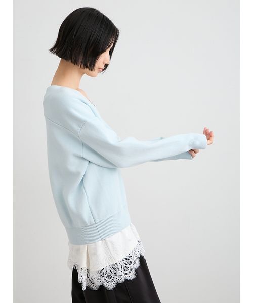 MIESROHE（ミースロエ）の「【洗える】綿カシミア×レースタンクSET（ニット/セーター・レディース・ライトブルー/ホワイト/グレー・F）」の17枚目の写真