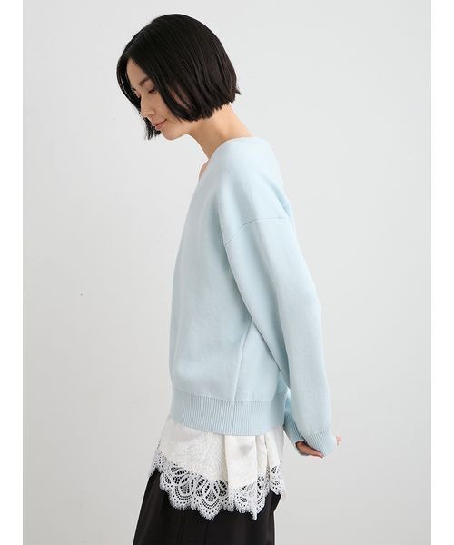 MIESROHE（ミースロエ）の「【洗える】綿カシミア×レースタンクSET（ニット/セーター・レディース・ライトブルー/ホワイト/グレー・F）」の18枚目の写真