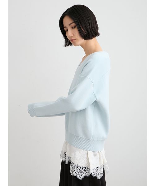 MIESROHE（ミースロエ）の「【洗える】綿カシミア×レースタンクSET（ニット/セーター・レディース・ライトブルー/ホワイト/グレー・F）」の19枚目の写真