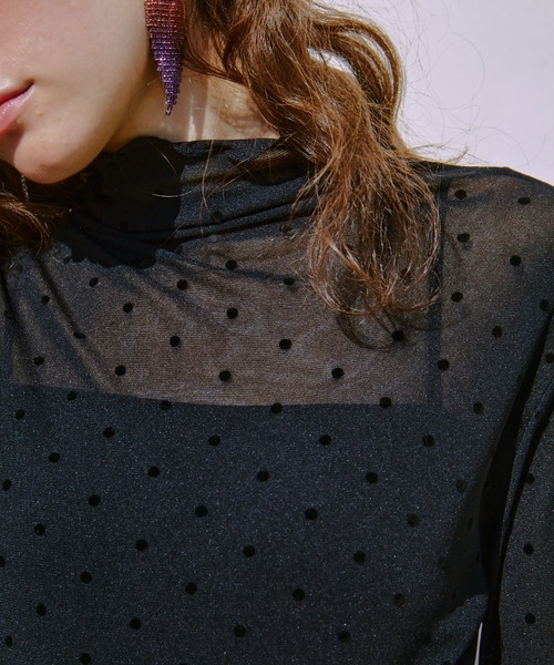 manana suerte(マニャーナスエルテ)の「シアーDOTハイネックトップス(Tシャツ/カットソー・レディース・ブラック/ホワイト・FREE)」の22枚目の写真