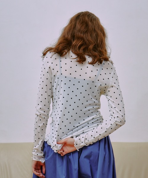 manana suerte(マニャーナスエルテ)の「シアーDOTハイネックトップス(Tシャツ/カットソー・レディース・ブラック/ホワイト・FREE)」の13枚目の写真