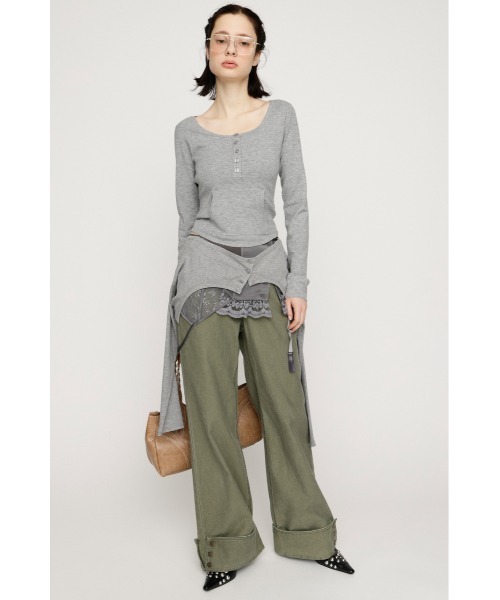 SLY(スライ)の「HENLY NECK TOPS ヘンリーネックトップス 春服(Tシャツ/カットソー・レディース・ブラック系その他2/レッド系その他/杢グレー・FREE)」の9枚目の写真