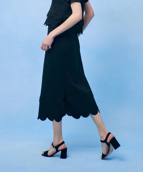 LOULOU WILLOUGHBY（ルルウィルビー）の「【LOULOU WILLOUGHBY】パンチングスカラスカート（スカート・レディース・ブラック/オフホワイト・2）」の11枚目の写真