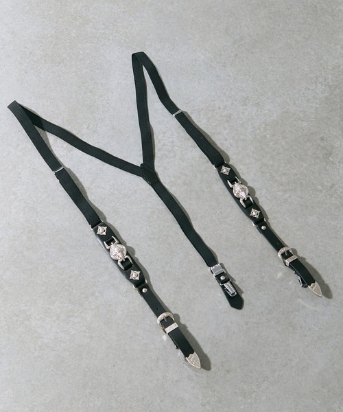 【極貴重アイテム】Toga Pulla ブラックサスペンダー TOGA PULLA/トーガプルラ】Metal leather suspenders/メタルレザー