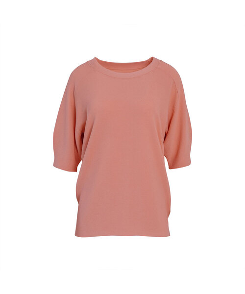 VASCARA(バスカラ)の「Round neck Raglan Half Sleeve knitwear (4colors)(Tシャツ/カットソー・レディース・ブラック/カーキ/ホワイト/コーラルピンク・FREE)」の4枚目の写真