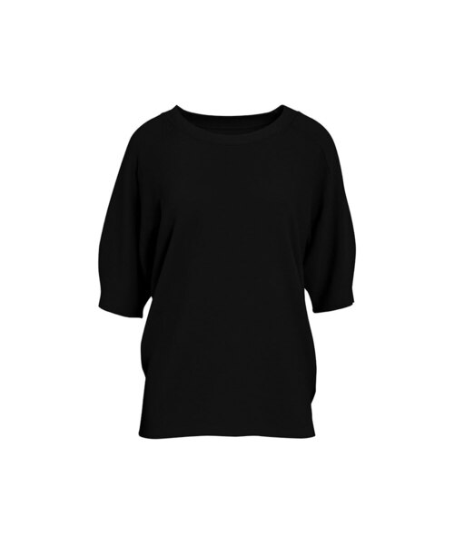 VASCARA(バスカラ)の「Round neck Raglan Half Sleeve knitwear (4colors)(Tシャツ/カットソー・レディース・ブラック/カーキ/ホワイト/コーラルピンク・FREE)」の1枚目の写真
