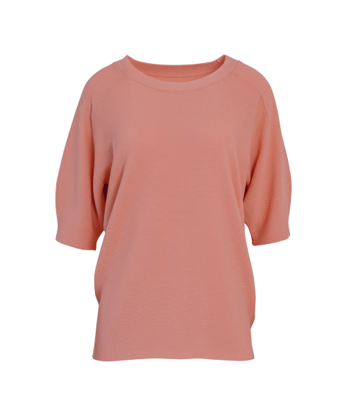 VASCARA(バスカラ)の「Round neck Raglan Half Sleeve knitwear (4colors)(Tシャツ/カットソー・レディース・ブラック/カーキ/ホワイト/コーラルピンク・FREE)」の5枚目の写真