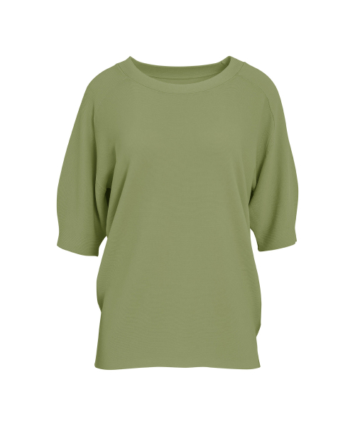 VASCARA(バスカラ)の「Round neck Raglan Half Sleeve knitwear (4colors)(Tシャツ/カットソー・レディース・ブラック/カーキ/ホワイト/コーラルピンク・FREE)」の6枚目の写真