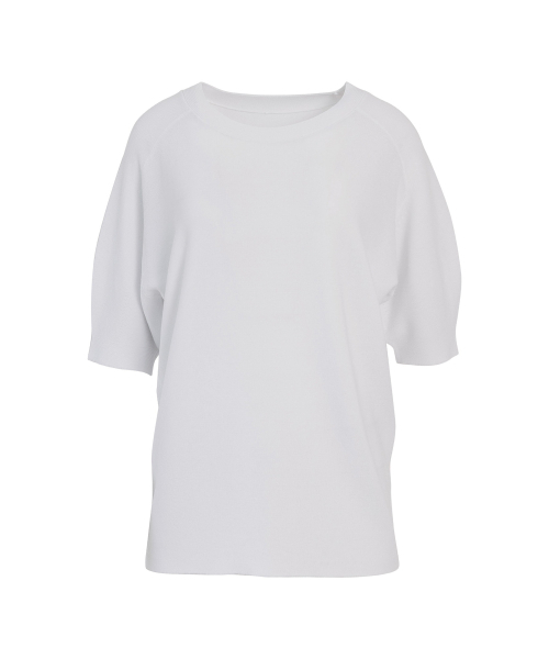 VASCARA(バスカラ)の「Round neck Raglan Half Sleeve knitwear (4colors)(Tシャツ/カットソー・レディース・ブラック/カーキ/ホワイト/コーラルピンク・FREE)」の8枚目の写真