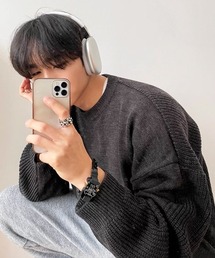 NOWLE | 【NOWLE】袖リブ切り替え 畦編みスリーブ クルーネックニット(ニット/セーター)