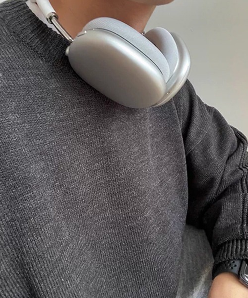 NOWLE（ノウル）の「【NOWLE】袖リブ切り替え 畦編みスリーブ クルーネックニット（ニット/セーター・メンズ・ブラック・LARGE/MEDIUM）」の20枚目の写真