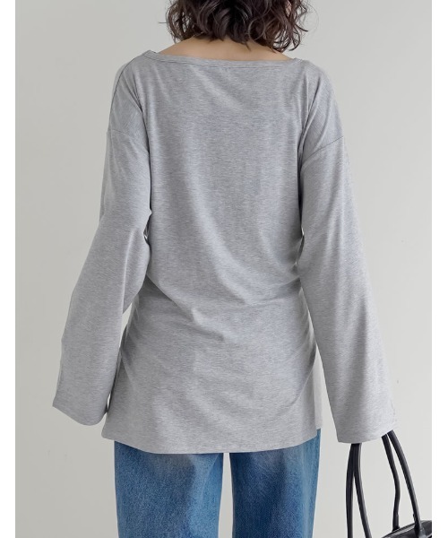 Re:EDIT（リエディ）の「[2026S/S COLLECTION]アンチピリングウエストリボンチュニックトップス（Tシャツ/カットソー・レディース・杢グレー/ブラウン/ライトブルー/アイボリー/ブラック・LARGE/MEDIUM）」の11枚目の写真