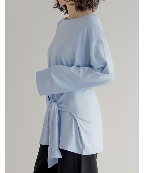 Re:EDIT（リエディ）の「[2026S/S COLLECTION]アンチピリングウエストリボンチュニックトップス（Tシャツ/カットソー・レディース・杢グレー/ブラウン/ライトブルー/アイボリー/ブラック・LARGE/MEDIUM）」の22枚目の写真