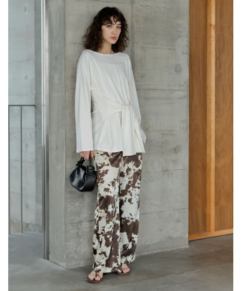 Re:EDIT（リエディ）の「[2026S/S COLLECTION]アンチピリングウエストリボンチュニックトップス（Tシャツ/カットソー・レディース・杢グレー/ブラウン/ライトブルー/アイボリー/ブラック・LARGE/MEDIUM）」の17枚目の写真