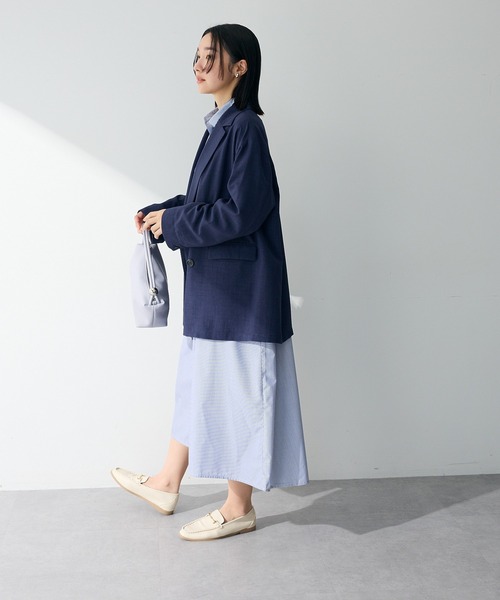 Green　Parks（グリーンパークス）の「オーバーサイズW釦ライトジャケット（テーラードジャケット・レディース・ホワイト系その他2/ネイビー/ライトグレー・FREE）」の11枚目の写真