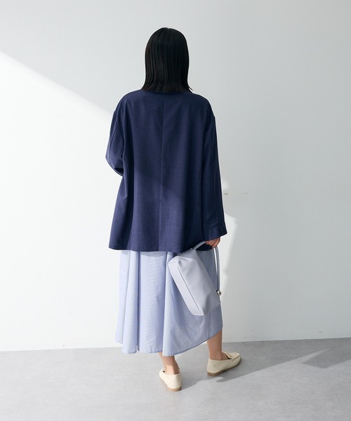 Green　Parks（グリーンパークス）の「オーバーサイズW釦ライトジャケット（テーラードジャケット・レディース・ホワイト系その他2/ネイビー/ライトグレー・FREE）」の12枚目の写真