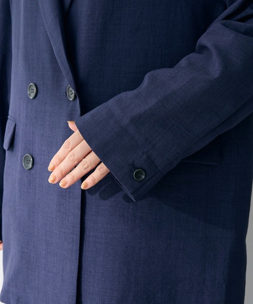 Green　Parks（グリーンパークス）の「オーバーサイズW釦ライトジャケット（テーラードジャケット・レディース・ホワイト系その他2/ネイビー/ライトグレー・FREE）」の18枚目の写真