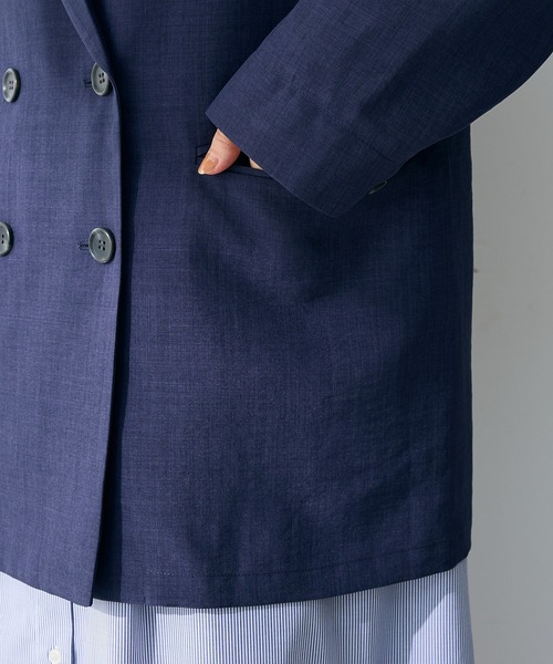 Green　Parks（グリーンパークス）の「オーバーサイズW釦ライトジャケット（テーラードジャケット・レディース・ホワイト系その他2/ネイビー/ライトグレー・FREE）」の19枚目の写真