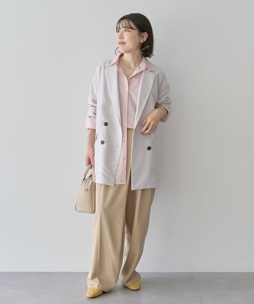 Green　Parks（グリーンパークス）の「オーバーサイズW釦ライトジャケット（テーラードジャケット・レディース・ホワイト系その他2/ネイビー/ライトグレー・FREE）」の21枚目の写真