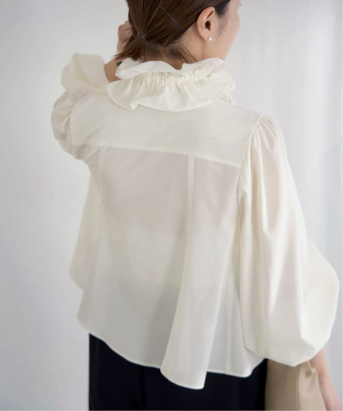 IENA（イエナ）の「《追加》&NAVYシアーボウタイブラウス（シャツ/ブラウス・レディース・ホワイト×ホワイト/ブラック・FREE）」の12枚目の写真