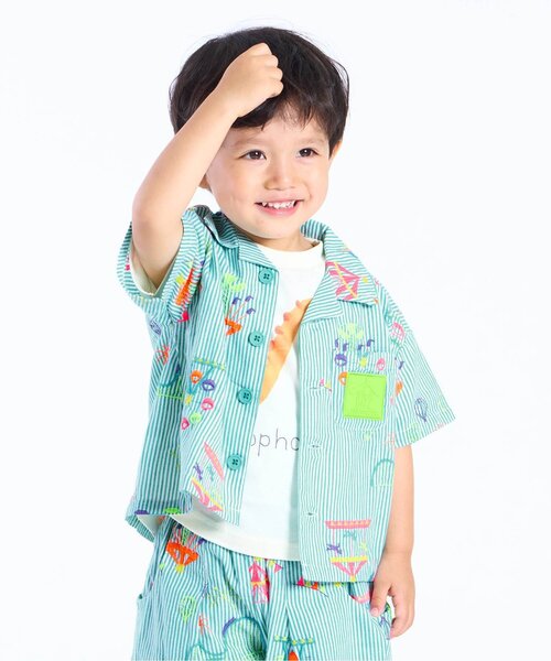 BIT'Z（ビッツ）の「遊園地刺繍シャツ（シャツ/ブラウス・キッズ・ミント/ブルー/オレンジ・100/120/110/95/90/80）」の2枚目の写真