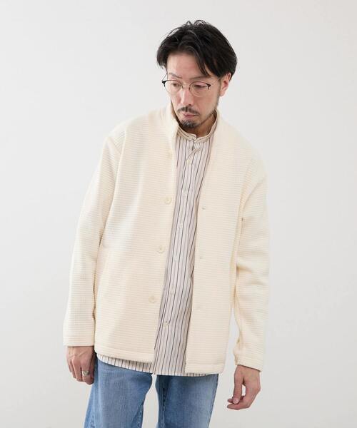 MEN'S MELROSE(メンズメルローズ)の「クォーターゲージ スタンドカラーカーディガン(カーディガン/ボレロ・メンズ・ホワイト/ネイビー・3/4)」の1枚目の写真