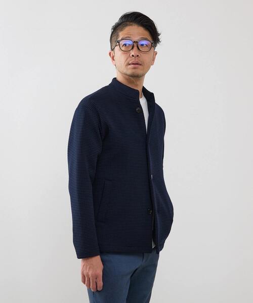 MEN'S MELROSE(メンズメルローズ)の「クォーターゲージ スタンドカラーカーディガン(カーディガン/ボレロ・メンズ・ホワイト/ネイビー・3/4)」の3枚目の写真