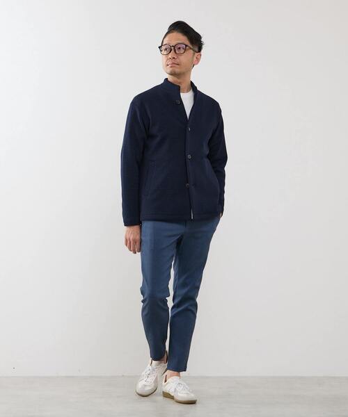 MEN'S MELROSE(メンズメルローズ)の「クォーターゲージ スタンドカラーカーディガン(カーディガン/ボレロ・メンズ・ホワイト/ネイビー・3/4)」の4枚目の写真
