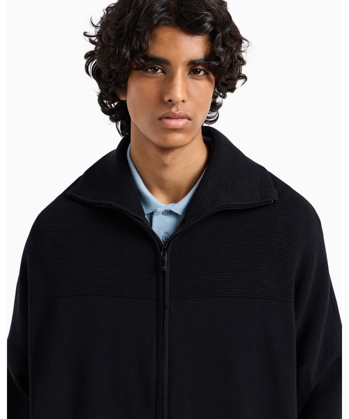 ARMANI EXCHANGE（アルマーニエクスチェンジ）の「【A|X アルマーニ エクスチェンジ】ジップアップモックネックニットカーディガン（カーディガン/ボレロ・メンズ・ダークネイビー・X-SMALL/X-LARGE/MEDIUM/XX-LARGE）」の3枚目の写真