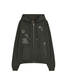 DEFGARMENTS（デフグラメンツ）の「LIZARD DOODLE HOOD ZIP UP [CHARCOAL]（パーカー）」