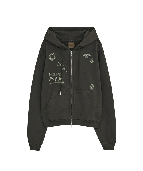 DEFGARMENTS（デフグラメンツ）の「LIZARD DOODLE HOOD ZIP UP [CHARCOAL]（パーカー・レディース・その他・SMALL/LARGE）」の3枚目の写真