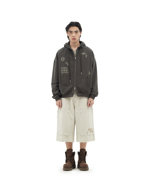 DEFGARMENTS（デフグラメンツ）の「LIZARD DOODLE HOOD ZIP UP [CHARCOAL]（パーカー・レディース・その他・SMALL/LARGE）」の6枚目の写真