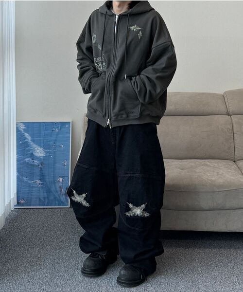 DEFGARMENTS（デフグラメンツ）の「LIZARD DOODLE HOOD ZIP UP [CHARCOAL]（パーカー・レディース・その他・SMALL/LARGE）」の15枚目の写真