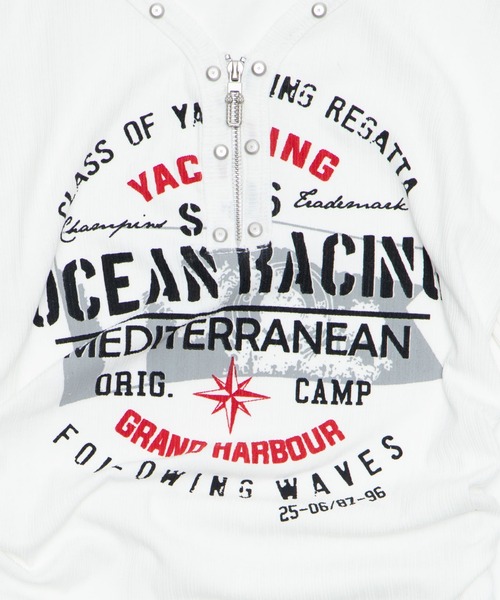 dispark（ディスパーク）の「DISPARK/【26年春夏新作】スタッズジップVネックT（Tシャツ/カットソー・レディース・杢グレー/ホワイト・FREE）」の5枚目の写真