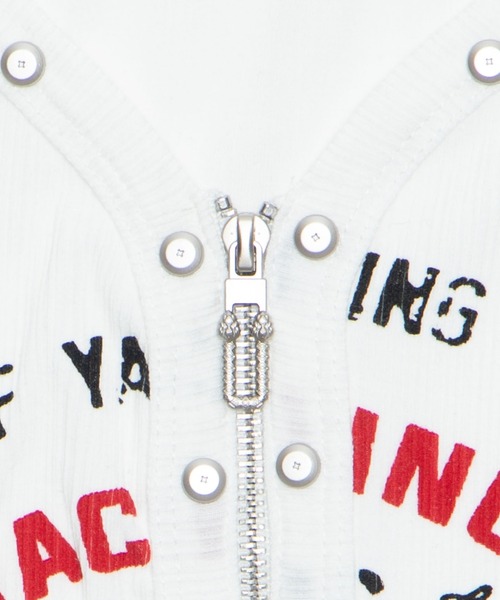 dispark（ディスパーク）の「DISPARK/【26年春夏新作】スタッズジップVネックT（Tシャツ/カットソー・レディース・杢グレー/ホワイト・FREE）」の7枚目の写真