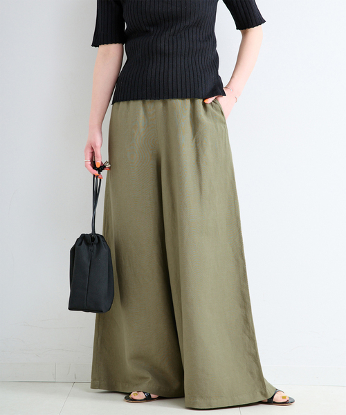 B.C STOCK(ベーセーストック)の「《S/Mサイズ展開》手洗い可 / リネンレーヨンワイドイージーパンツ(その他パンツ・レディース・カーキ/スミクロ/ブラックミックス/ブルー・MEDIUM/SMALL)」の3枚目の写真