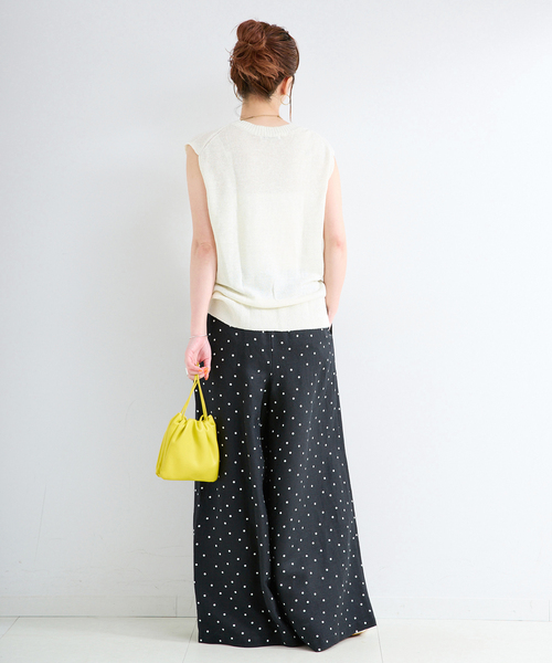 B.C STOCK(ベーセーストック)の「《S/Mサイズ展開》手洗い可 / リネンレーヨンワイドイージーパンツ(その他パンツ・レディース・カーキ/スミクロ/ブラックミックス/ブルー・MEDIUM/SMALL)」の15枚目の写真