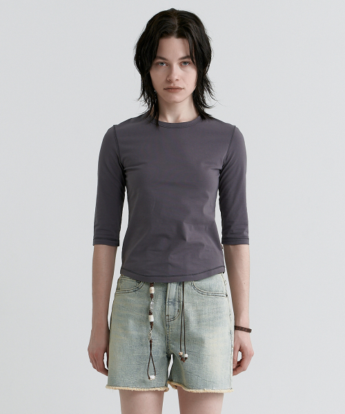 MAGOODGAN(メックウッドガン)の「ルディア 3657 ベーシック 7分袖スリムフィットグレーTシャツ(Tシャツ/カットソー・レディース・その他・SMALL/MEDIUM)」の3枚目の写真