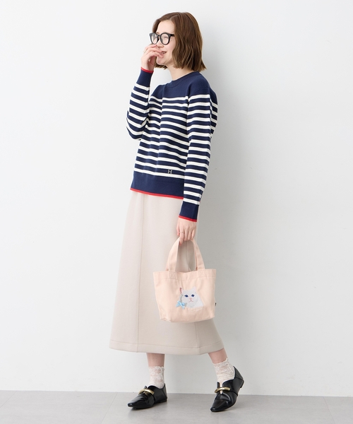 CROSSPLUS ONLINE（クロスプラスオンライン）の「アトリエ・ポピン猫刺しゅうミニトートバッグ（トートバッグ・レディース・ピンク/グレー・フリー）」の10枚目の写真