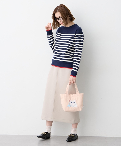 CROSSPLUS ONLINE（クロスプラスオンライン）の「アトリエ・ポピン猫刺しゅうミニトートバッグ（トートバッグ・レディース・ピンク/グレー・フリー）」の11枚目の写真