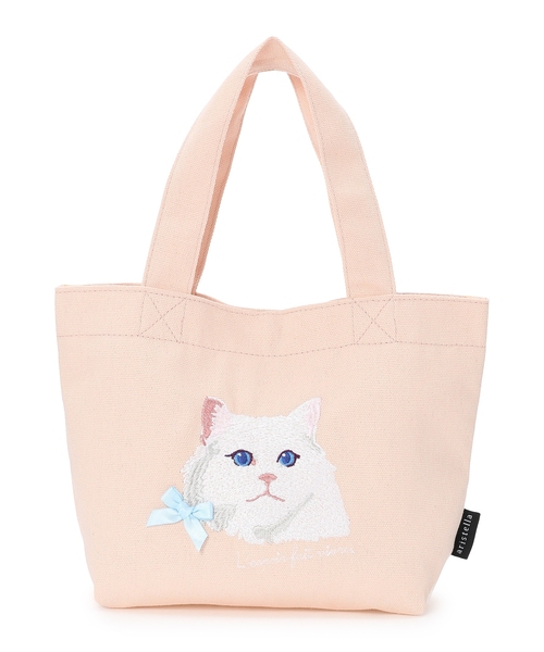 CROSSPLUS ONLINE（クロスプラスオンライン）の「アトリエ・ポピン猫刺しゅうミニトートバッグ（トートバッグ・レディース・ピンク/グレー・フリー）」の17枚目の写真
