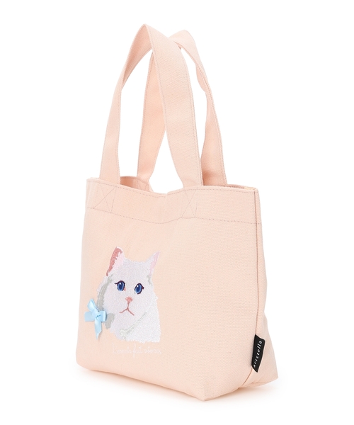 CROSSPLUS ONLINE（クロスプラスオンライン）の「アトリエ・ポピン猫刺しゅうミニトートバッグ（トートバッグ・レディース・ピンク/グレー・フリー）」の18枚目の写真