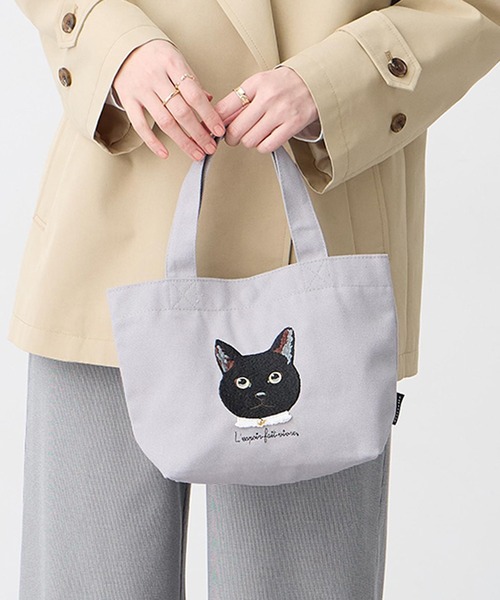 セール】アトリエ・ポピン猫刺しゅうミニトートバッグ（トートバッグ