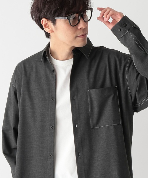 GLOBAL WORK（グローバルワーク）の「アーバンシャツ/AIR/長袖/632886（シャツ/ブラウス・メンズ・チャコールグレー/ブルー/ベージュ/モカ/ブラック・SMALL/MEDIUM/LARGE/X-LARGE）」の2枚目の写真