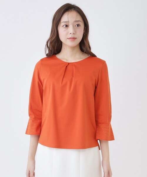 COUP DE CHANCE(クードシャンス)の「【手洗い可/日本製】レース袖カットソー(Tシャツ/カットソー・レディース・ブラック/ホワイト/オレンジ・34/36/38/40)」の16枚目の写真