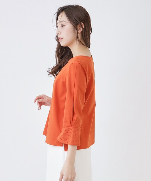COUP DE CHANCE(クードシャンス)の「【手洗い可/日本製】レース袖カットソー(Tシャツ/カットソー・レディース・ブラック/ホワイト/オレンジ・34/36/38/40)」の17枚目の写真