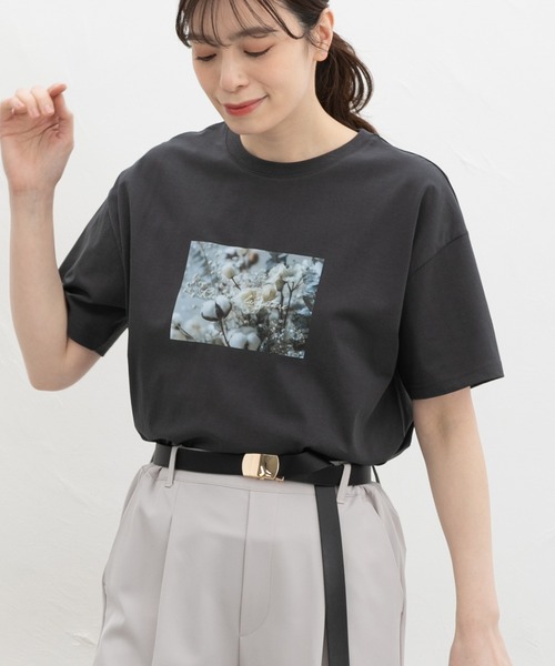 Honeys(ハニーズ)の「【ハニさら・接触冷感・UVカット】フォトプリントTシャツ(Tシャツ/カットソー・レディース・ピンク/ホワイト×グレー/ホワイト×イエロー/スミクロ/ライトグリーン・S/M/LL/L)」の8枚目の写真